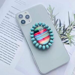 Western Serape Turquoise Phone Grip Womens On The Go Boho Grip Accessory New